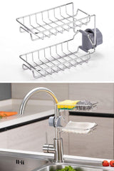 Stainless Steel Two Tiers Kitchen And Bathroom Organizer Faucet Soap Dispenser Shampoo Rack - Swordslife