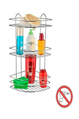 Stainless Wall Adhesive 3-Tier Bathroom Corner Shampoo Holder Bathroom Organizer Shelf Chrome Ek-03 - Swordslife