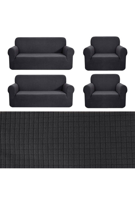 Stretch Elastic Flexible Washable Square Pattern Bergere Jeans Cover Set (3+3+1+1) Seat Cover - Swordslife