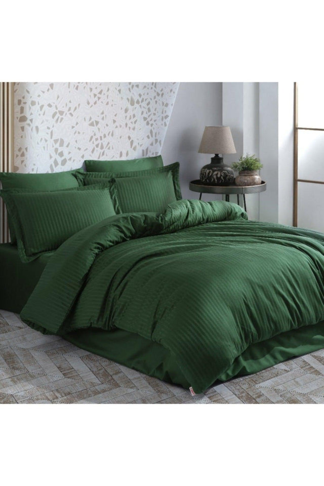 Striped Green - Double Jacquard Satin