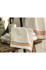 Striped Cotton Hand Towel 30x40 Cm Ecru -