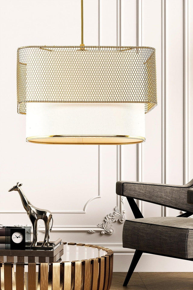 Suffisant Chandelier Gold White Mdrn-45