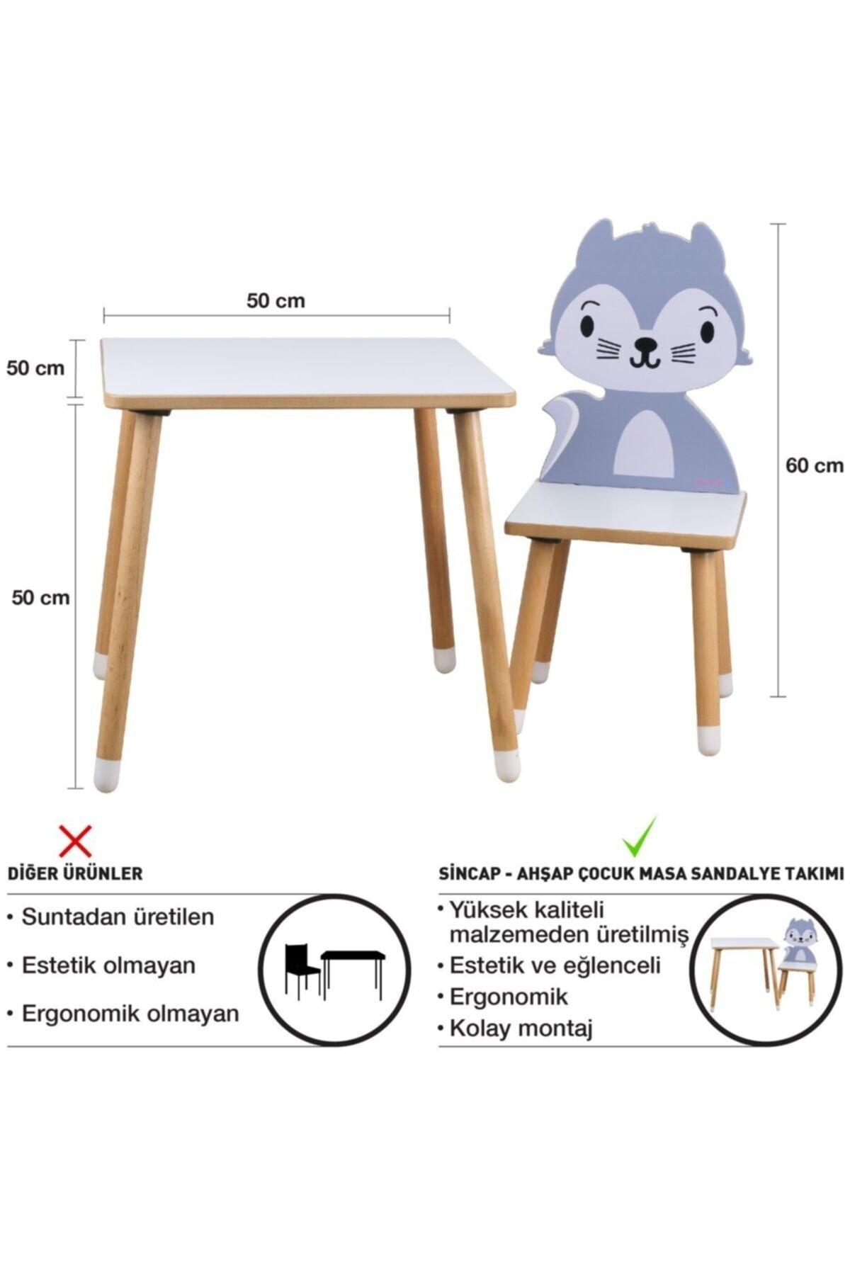 Children's Activity Table and Chair Set with Summer Erase - Mdf- Squirrel - Swordslife