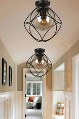 Suna Single Black-honey Glass Ceiling Mount Chandelier - Swordslife