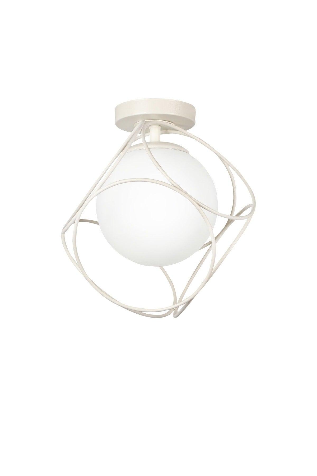 Suna Single White-white Glass Ceiling Mount Chandelier - Swordslife