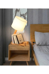 Supply Home Wooden Man Table Lamp Scandinavian Model Lampshade Night Light with Bookshelf - Swordslife