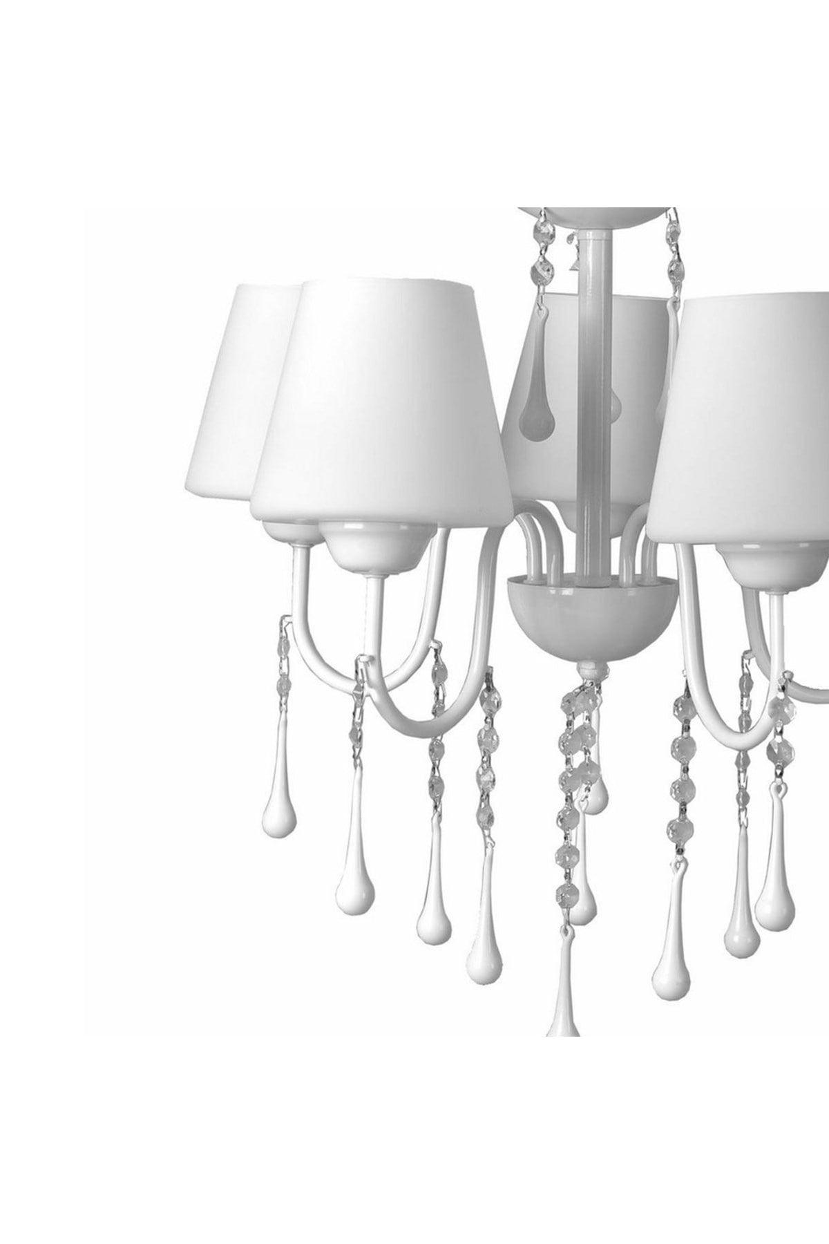 Swan 5 Piece Beaded Chandelier - White - Swordslife