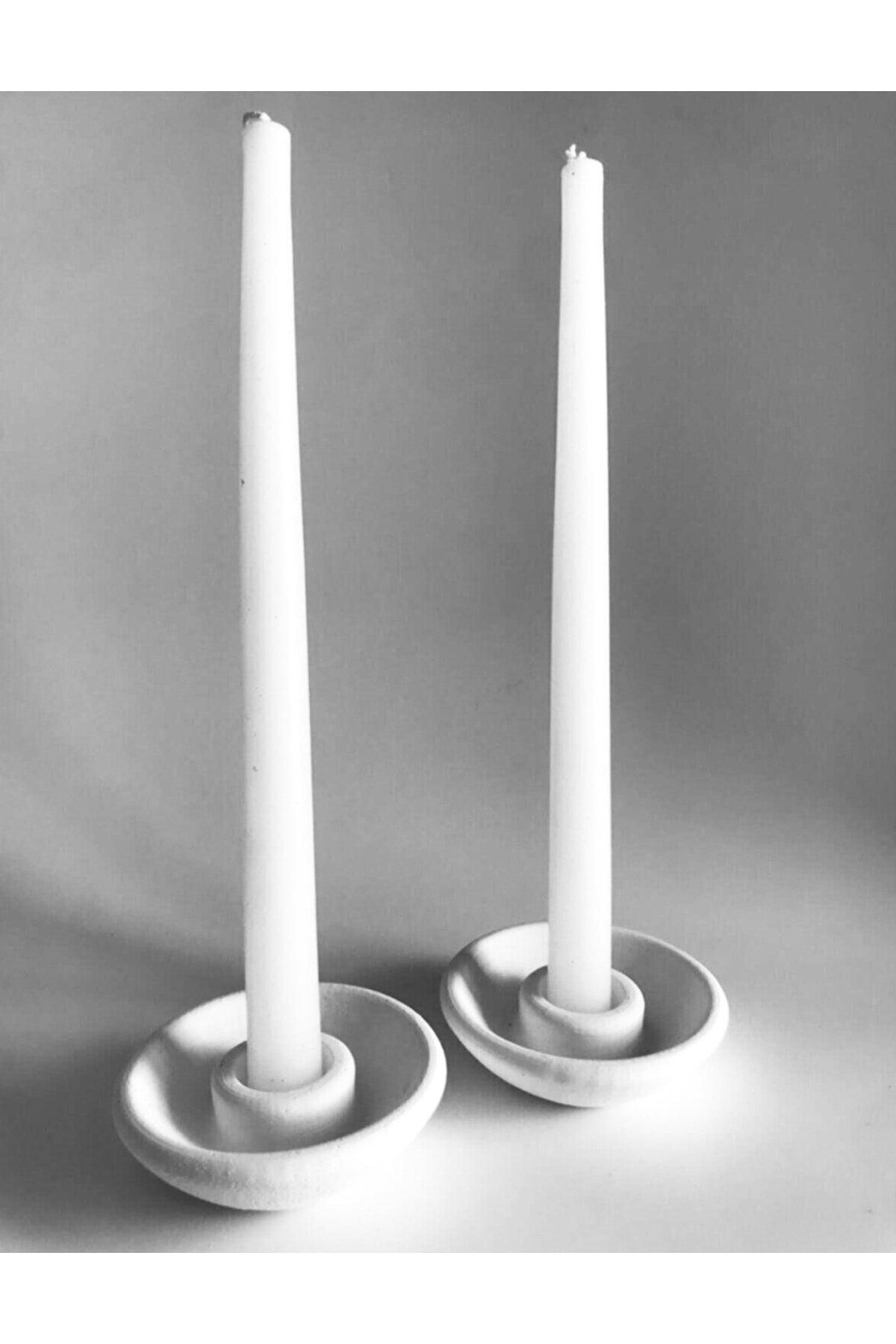 Tall White 2 Piece Candlestick Holder - Swordslife