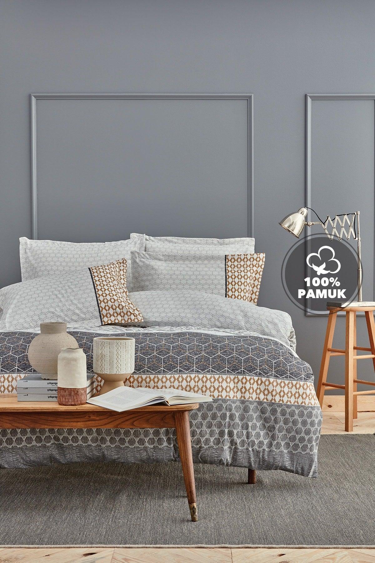 Taren Single Ranforce Duvet Cover Set - Gray - Swordslife