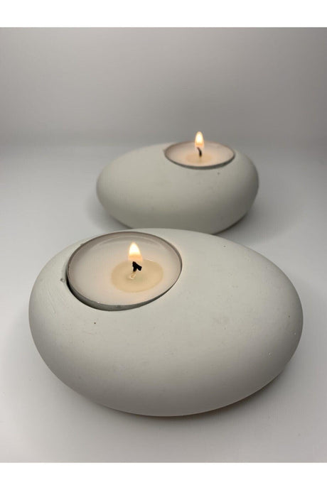 Stone Look Concrete White Candle Holder - Swordslife