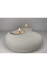 Stone Look Concrete White Candle Holder - Swordslife