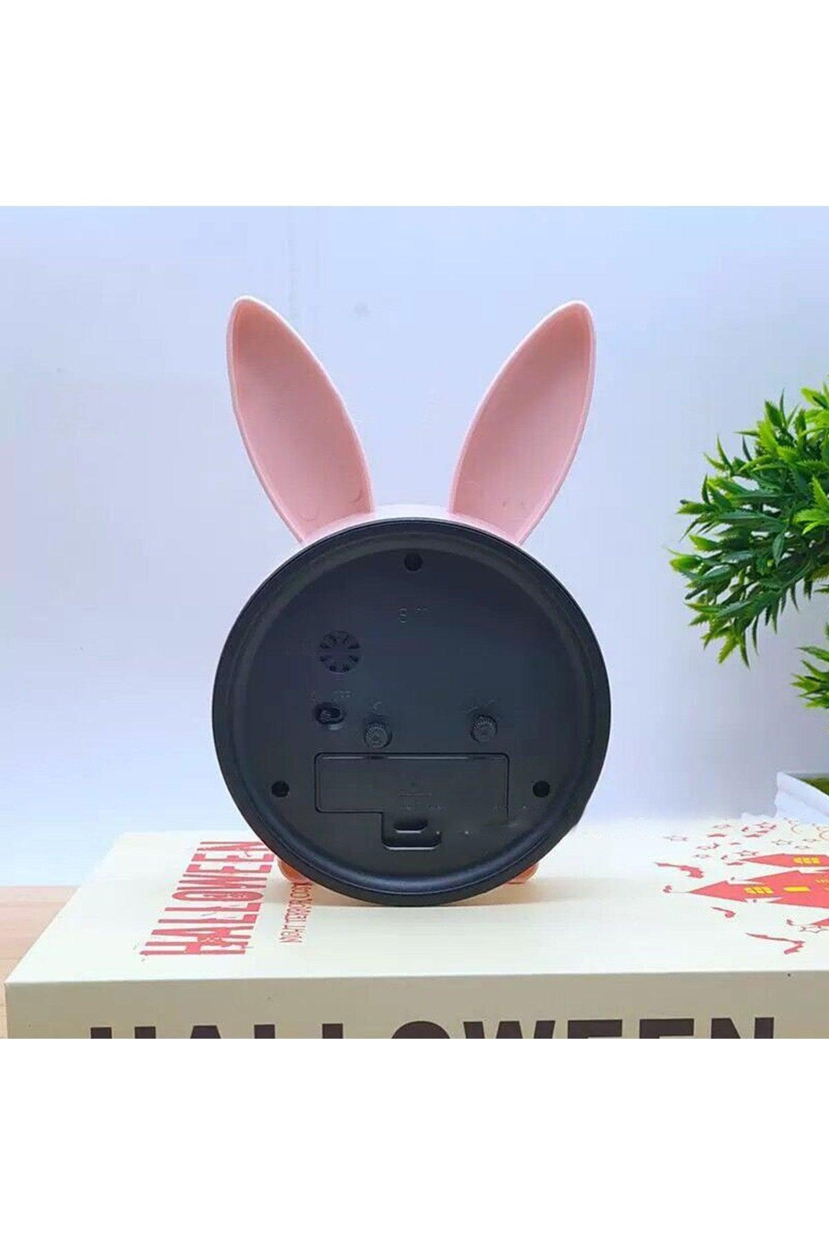 Rabbit Themed Desk Clock Kids Room Alarm Alarm Clock Pink - Swordslife