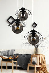 Pied 3rd Chandelier Black Smoked Glass - Swordslife