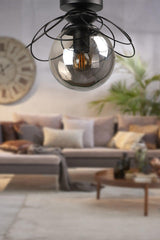 Alaca Ceiling Mount Single Chandelier Black Smoked Glass - Swordslife