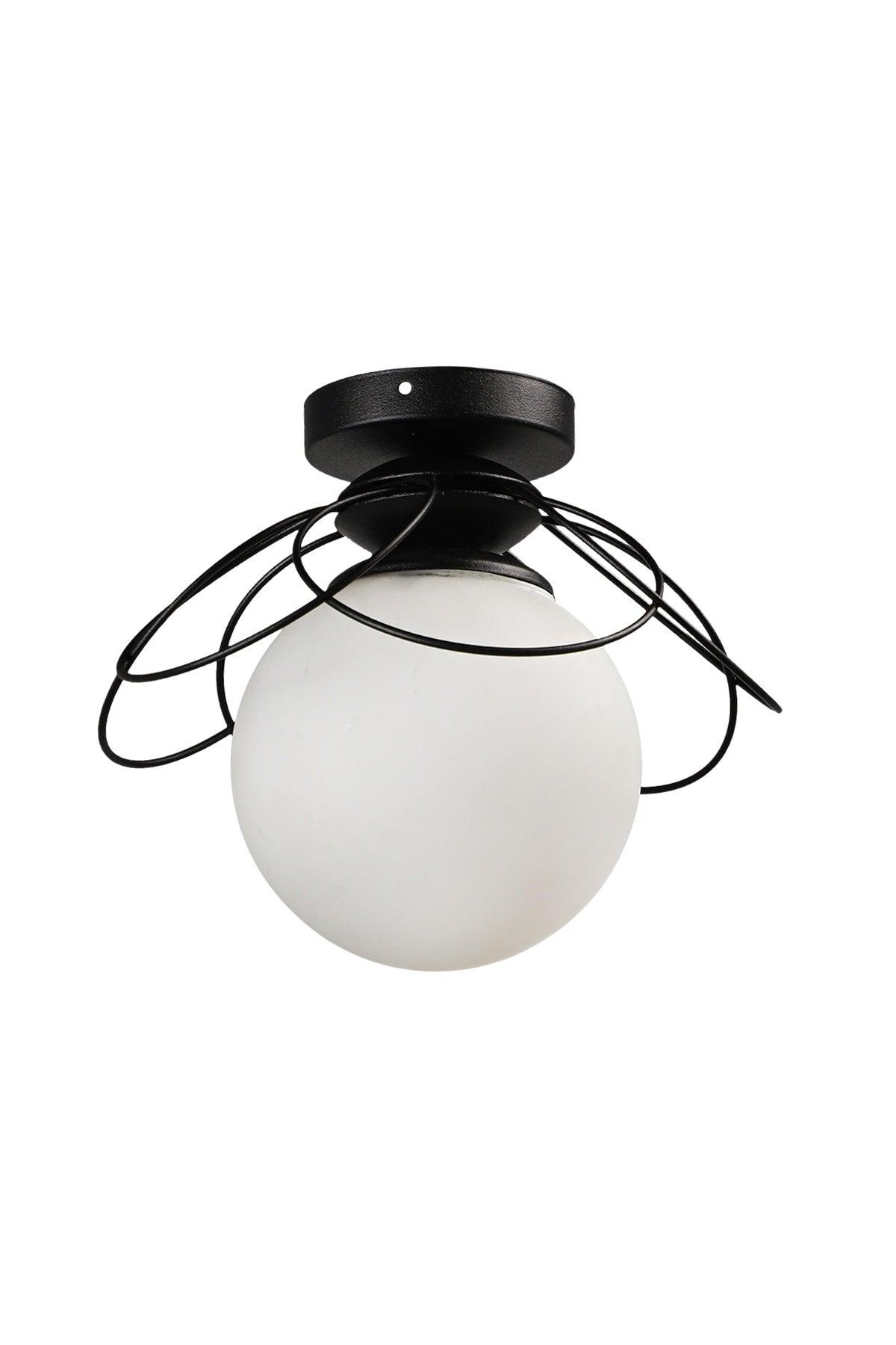 Alaca Ceiling Mount Single Chandelier Black and White Glass - Swordslife