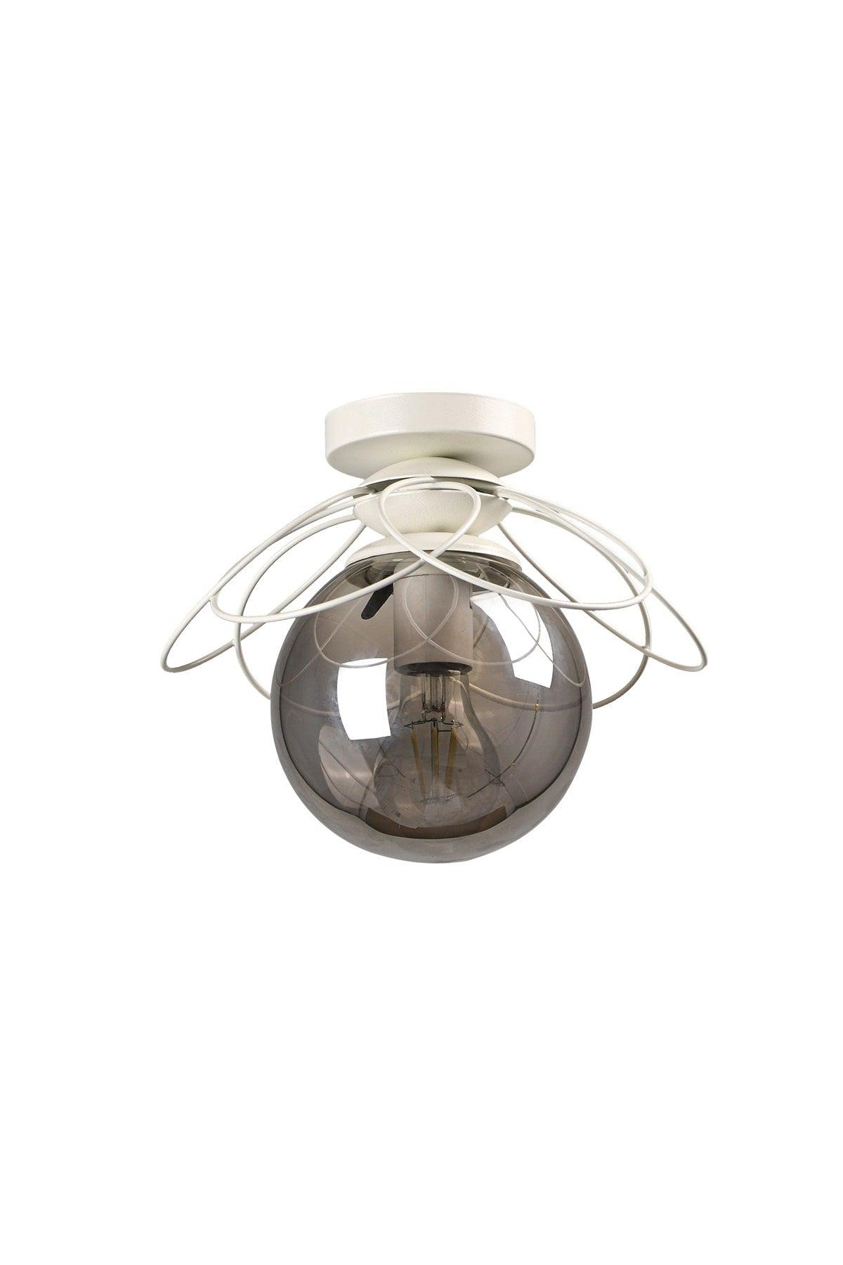 Alaca Ceiling Mount Single Chandelier White Smoked Glass - Swordslife