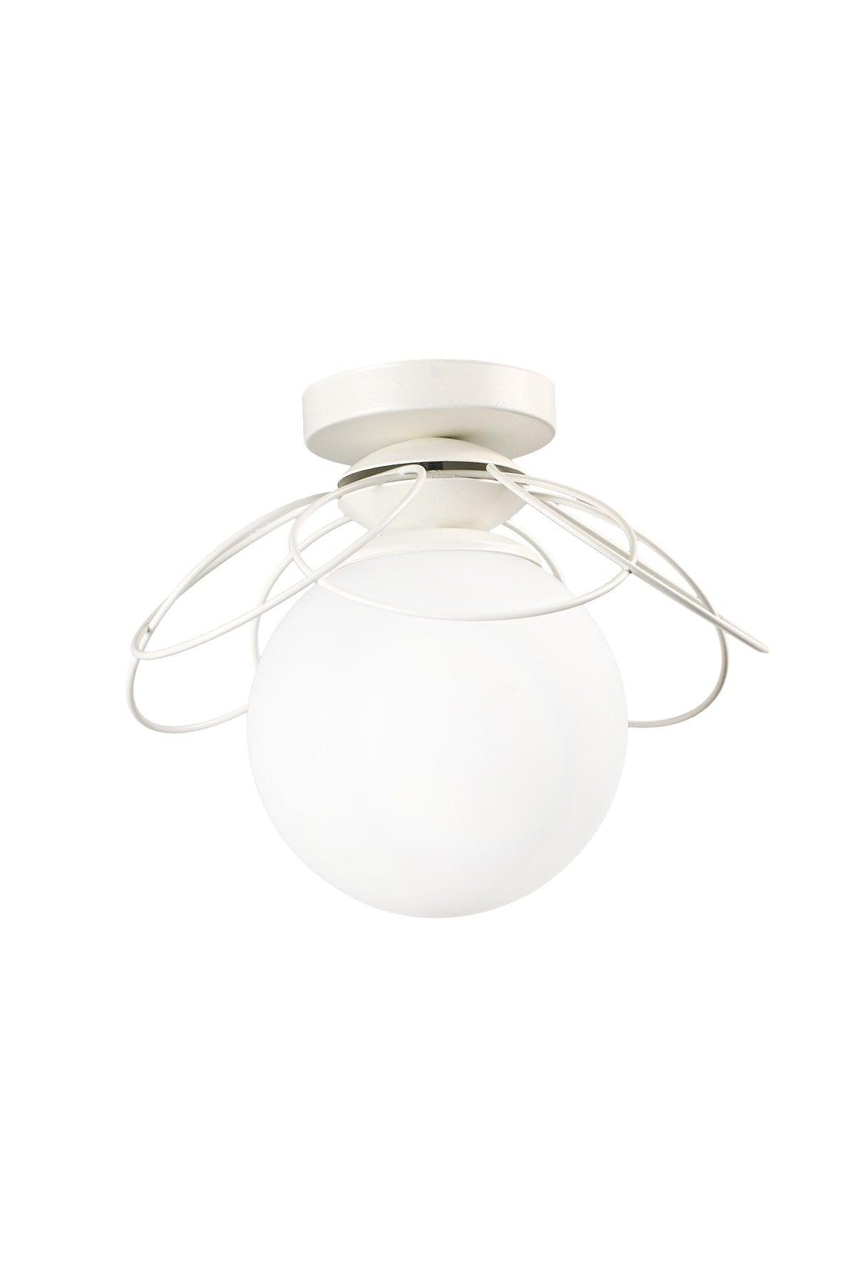 Alaca Ceiling Mount Single Chandelier White White Glass - Swordslife