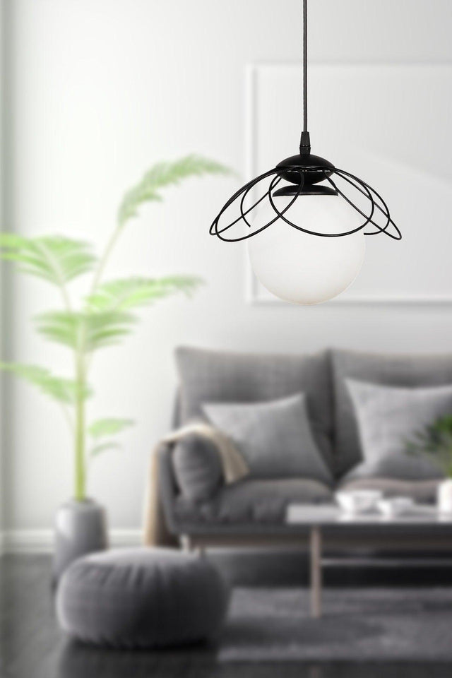 Alaca Single Chandelier Black and White Glass - Swordslife