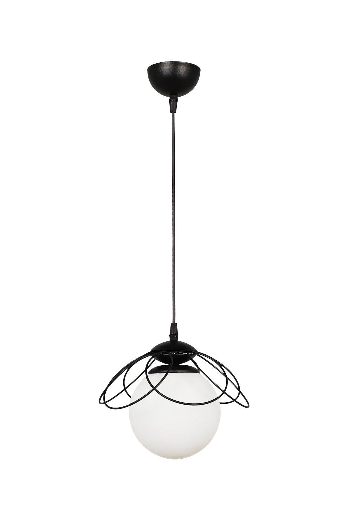 Alaca Single Chandelier Black and White Glass - Swordslife