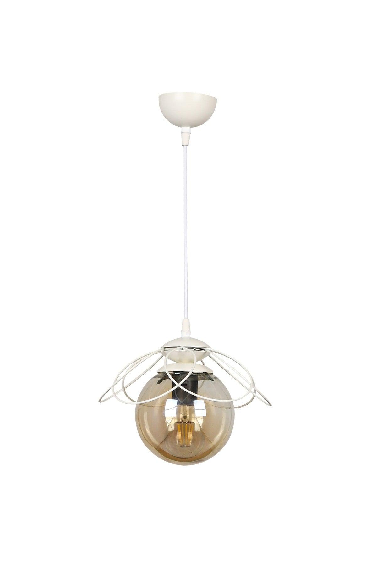 Pied Single Chandelier White Honey Glass - Swordslife