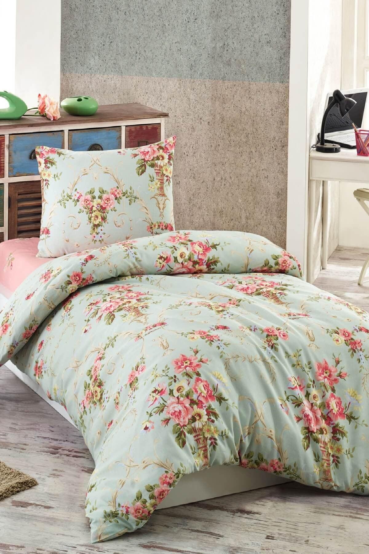 Single Easy-Iron Duvet Cover Set Alanur Mint - Swordslife