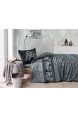 Single Easy-Iron Duvet Cover Set Elepante Anthracite-Smoked - Swordslife