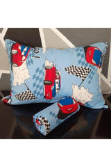 Single Elastic Bed Sheet And Covered Pillowcase Car Patterned Boy Kid Ranforce 100*200 Cm - Swordslife