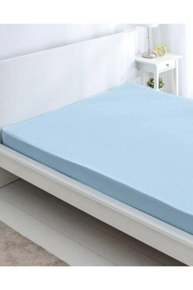 Single Cotton Elastic Bed Sheet Ice Blue - Swordslife