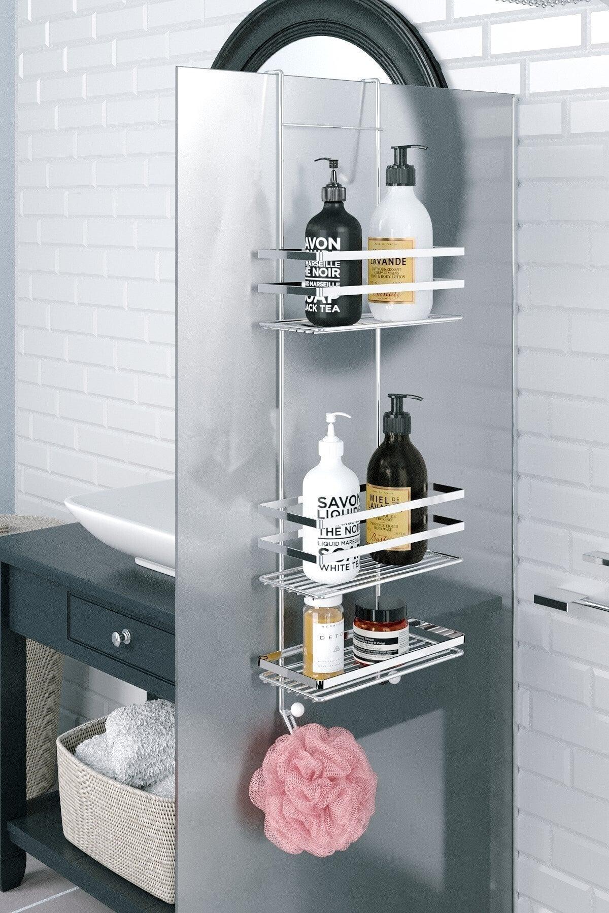 Three Tiers Hanging Bathroom Shower Shelf Chrome Lm580 - Swordslife