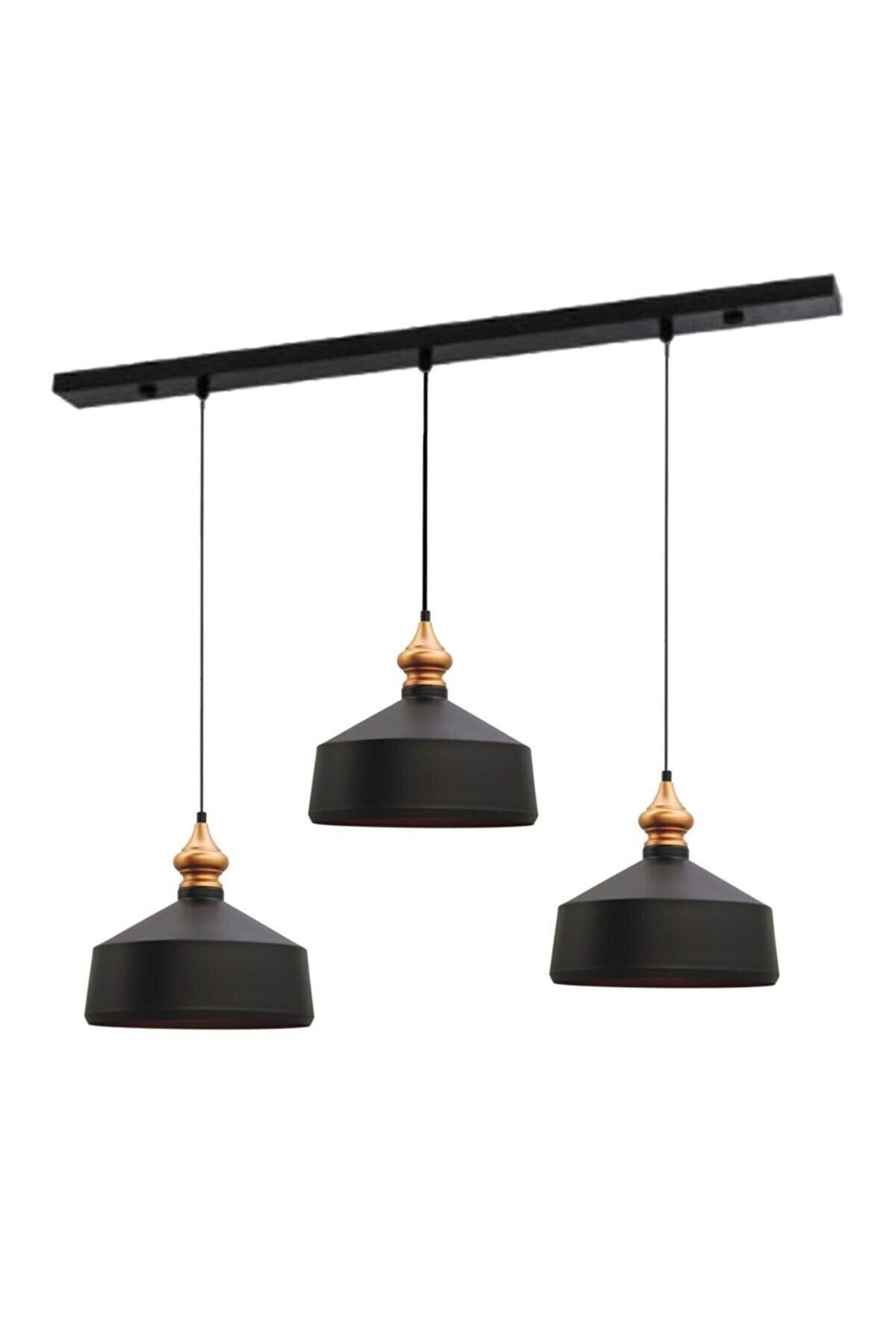 Triple Corner Black Pendant Lamp Dining Table Living Room Kitchen Hall Hotel Showroom - Swordslife