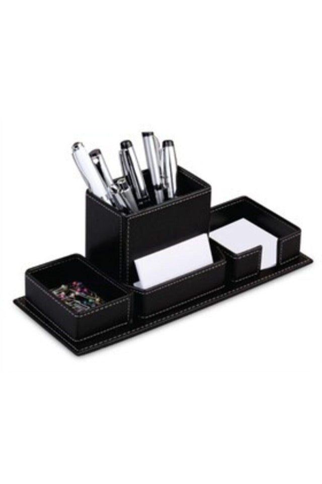 Desktop Leather Pen Holder Note Holder Paper Clip Holder