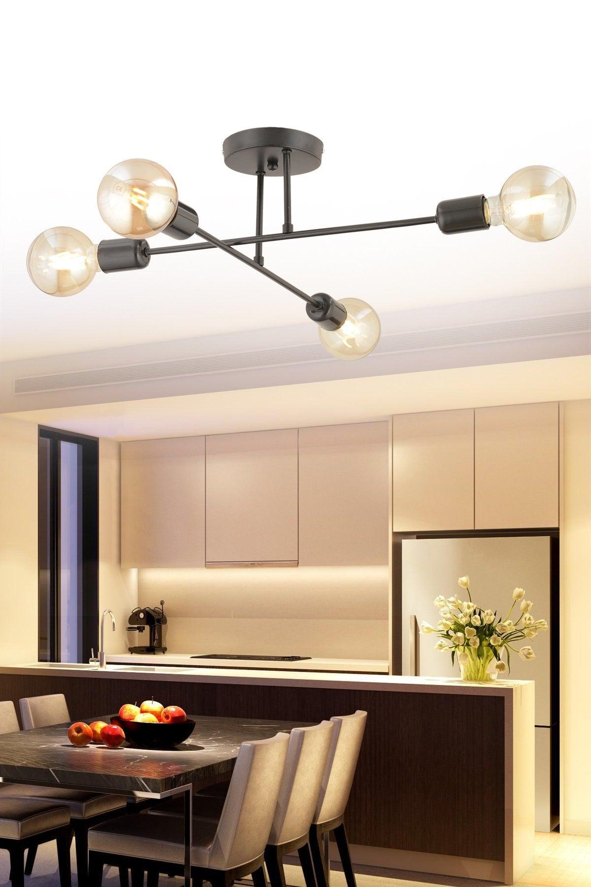 Tower 4 Piece Modern Black Plafonier Chandelier - Swordslife