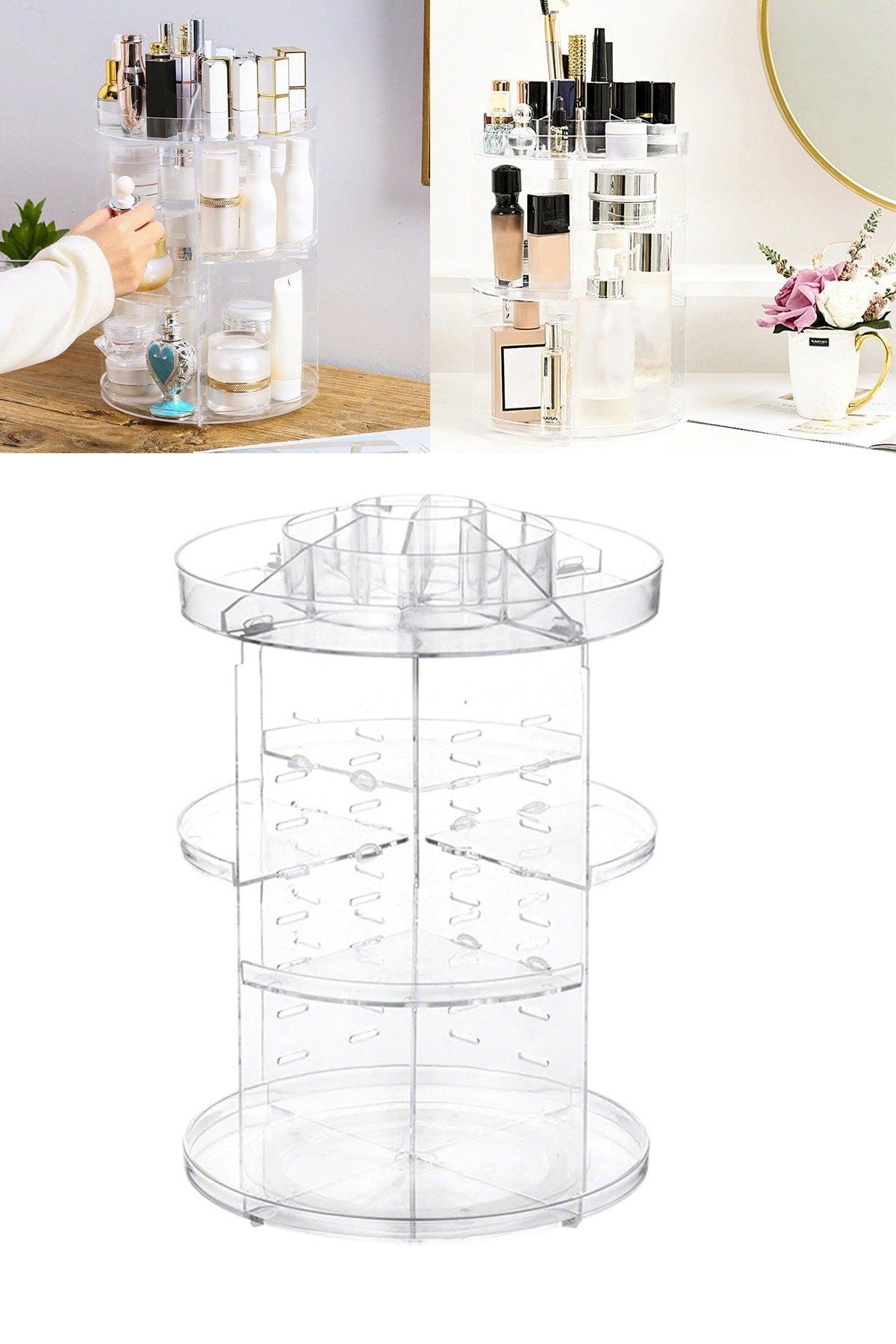 Transparent 360 Rotating Makeup Organizer - Swordslife