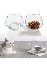 Transparent Cat Head Double Food Container Plastic