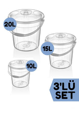 Transparent Water Bucket / Cleaning Bucket Triple Set 10/15/20 Lt - Swordslife