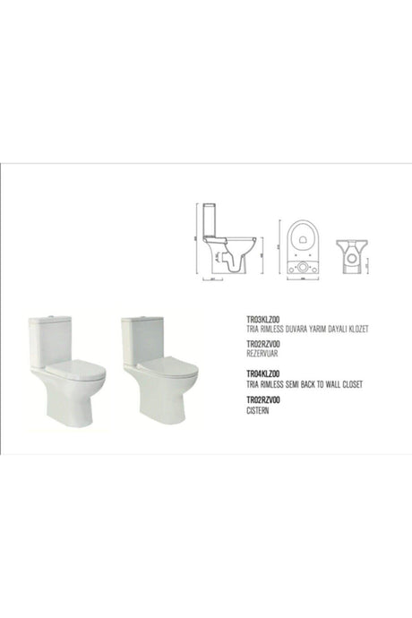 Tria Rimless (OHNE ABLAUF) Halbwand-WC-Set