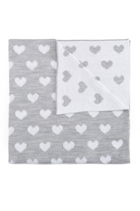 Knitwear Knitted Baby Blanket Heart Gray Ecru 80x80 Cm - Swordslife