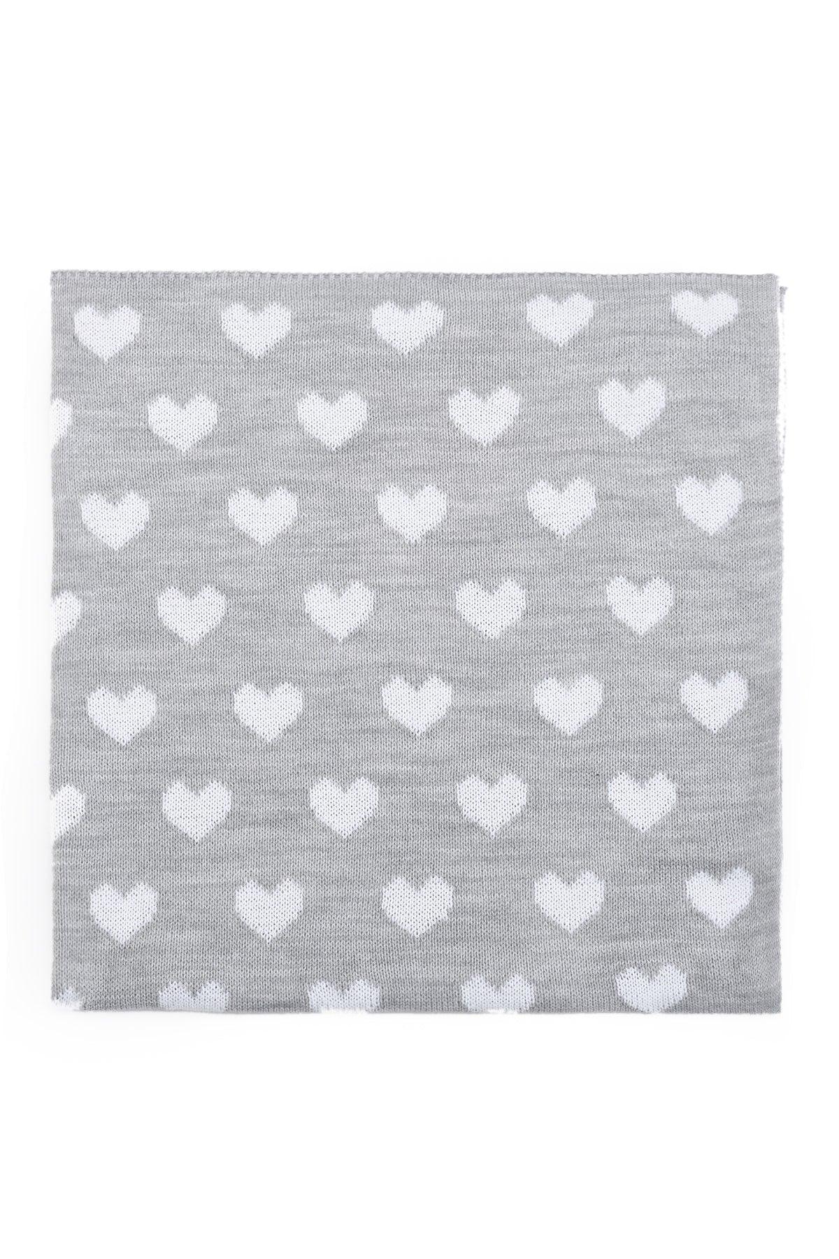 Knitwear Knitted Baby Blanket Heart Gray Ecru 80x80 Cm - Swordslife