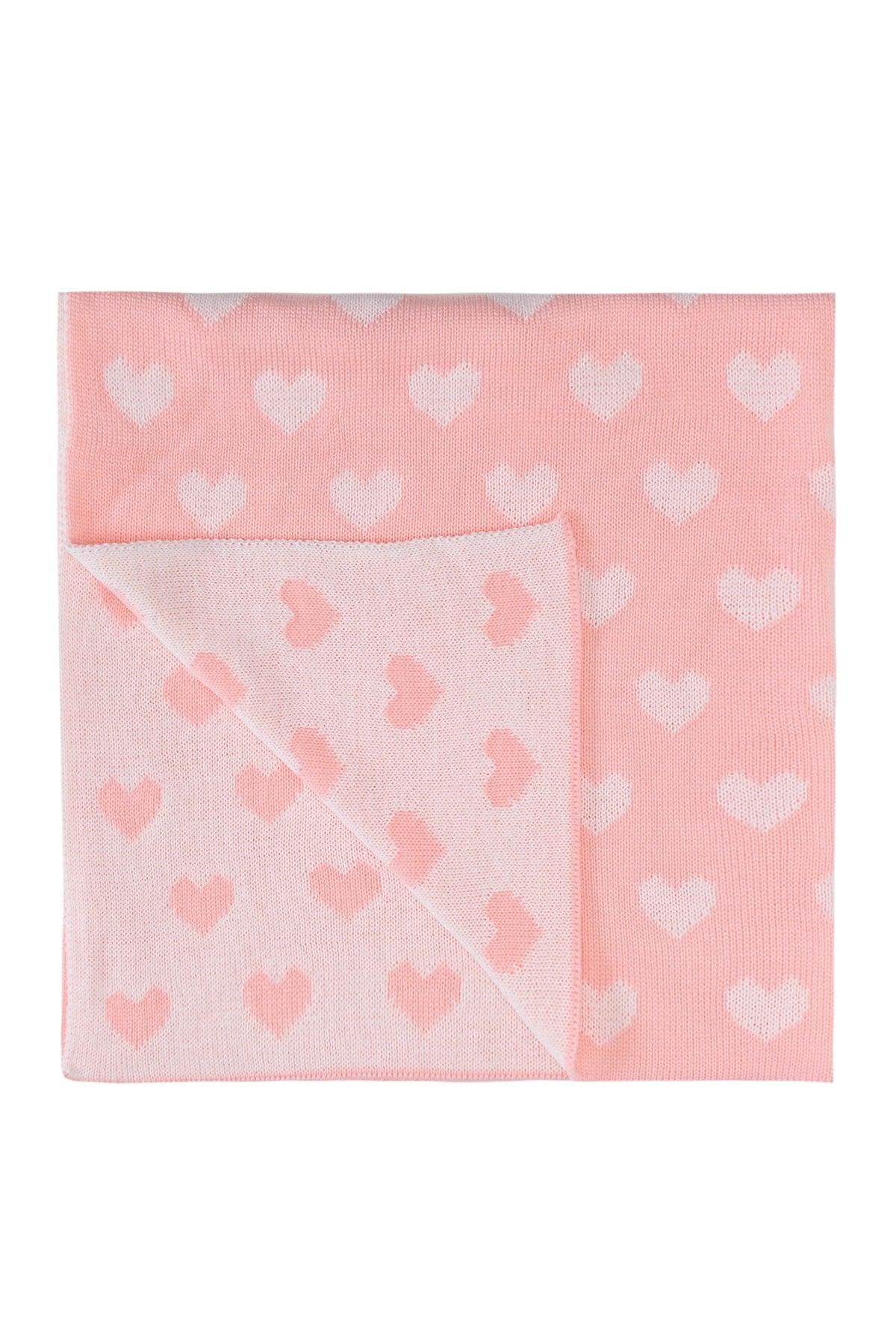 Knitwear Knitted Baby Blanket Heart Pink Ecru 80x80 Cm - Swordslife