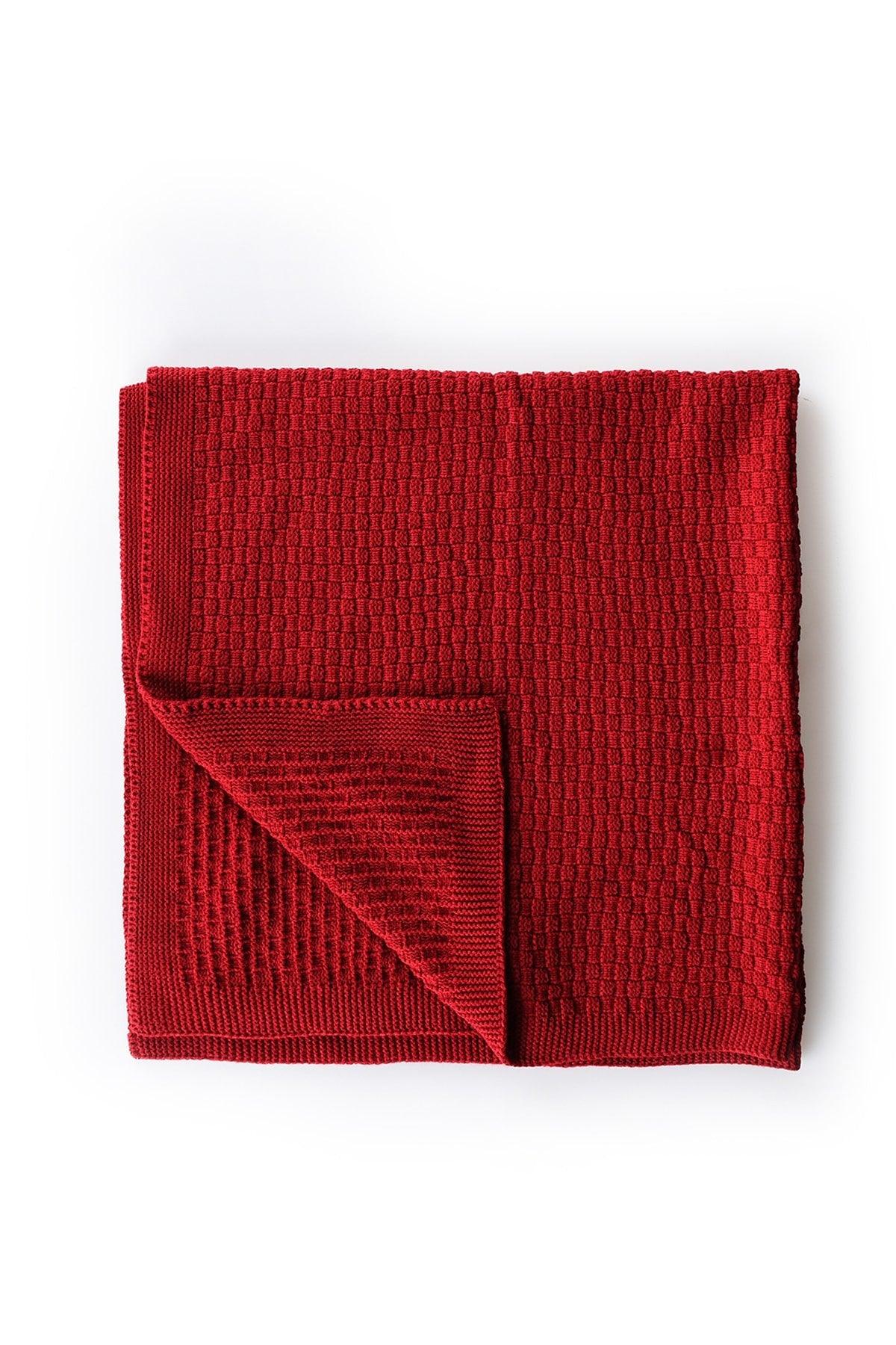 Knitwear Knitted Baby Blanket Red Tiny Checkered 80x80 Cm - Swordslife