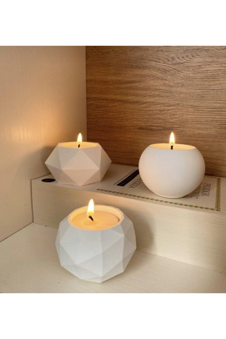 Triple Tealight Concrete Candle Holder Set