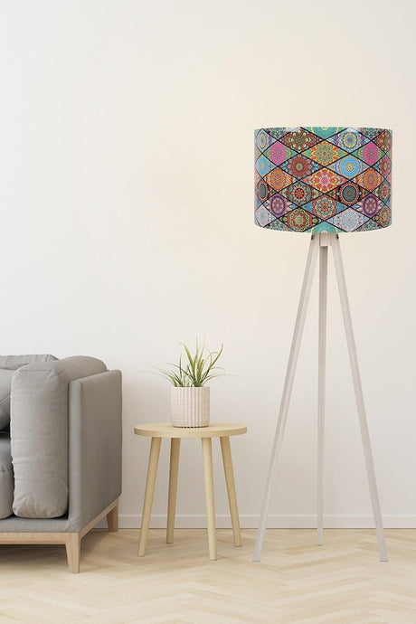 Tripod Mdf Leg Tile Patterned Floor Lamp - Swordslife