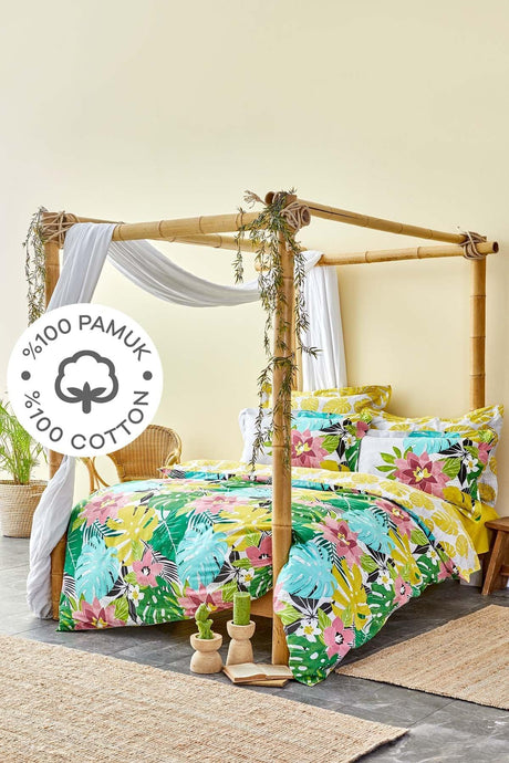 Tropic Green 100% Cotton Double Duvet Cover Set - Swordslife