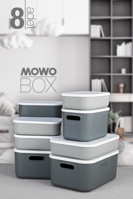 Trove Set of 8 (gray) Box with Lid