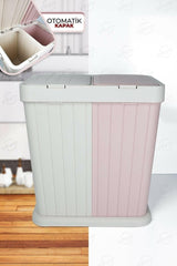 Two Compartment Automatic Lid Dirty Laundry Basket - Swordslife