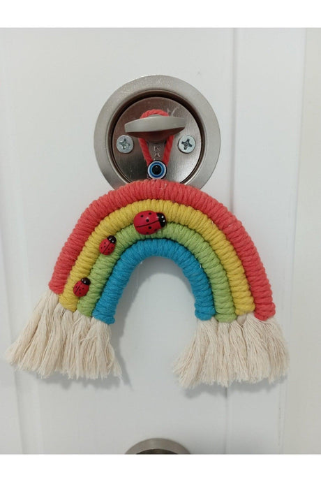 Rainbow Shaped Macrame Wall Decoration with Ladybug - Swordslife