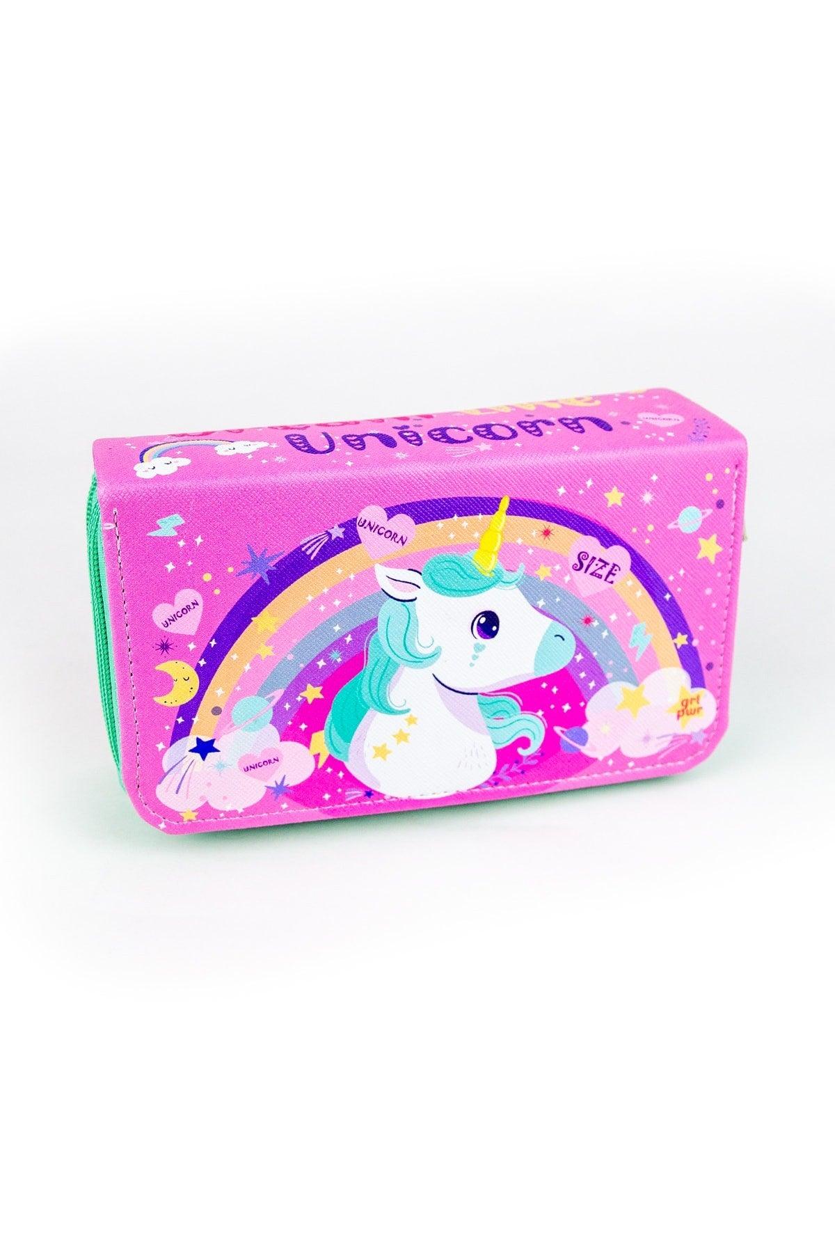 Unicorn Three Compartment Pencil Case