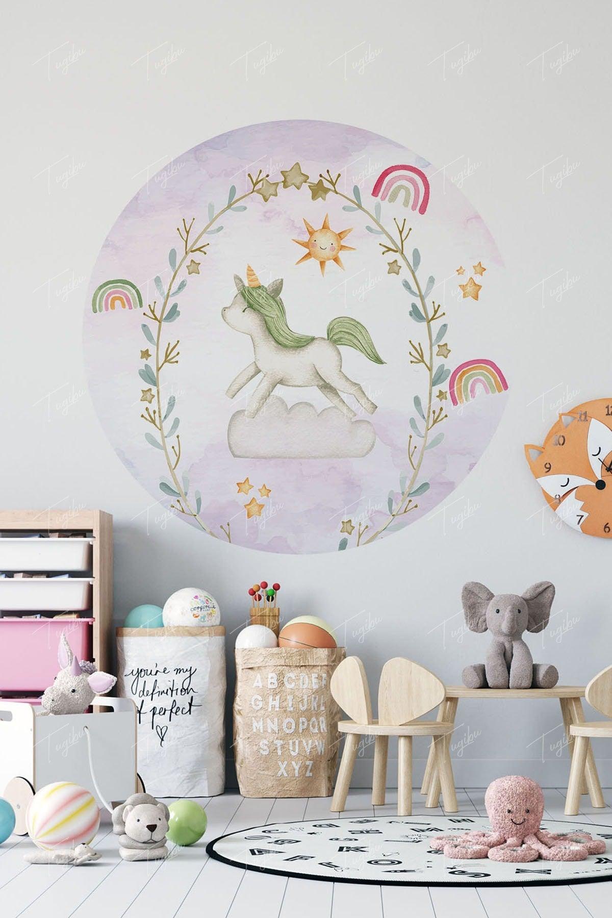 Unicorn Round Circle Wall Sticker - Swordslife