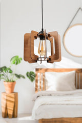 Urla Single Walnut Wooden Chandelier No:2 - Swordslife