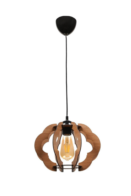 Urla Single Walnut Wooden Chandelier No:5 - Swordslife